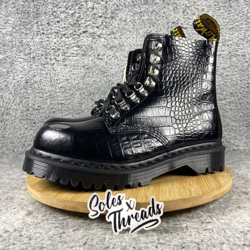 Dr. Martens 1460 Pascal Bex Steel Toe Leather Boots Size 8 Women Black - Picture 4 of 7